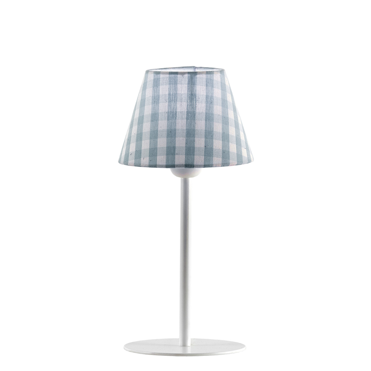 Πορτατίφ με σιελ καρό καπέλο CAROUSEL table lamp with light blue plaided shade