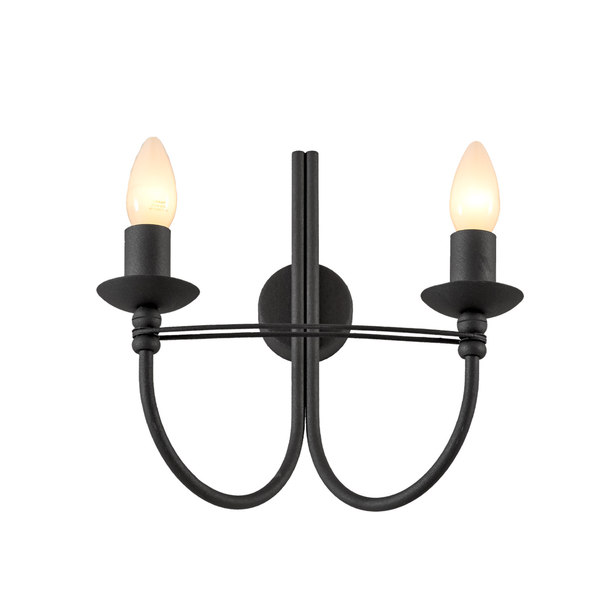 Παραδοσιακή 2φωτη απλίκα σε γραφίτη VILLAGE graphite rustic 2-bulb wall lamp