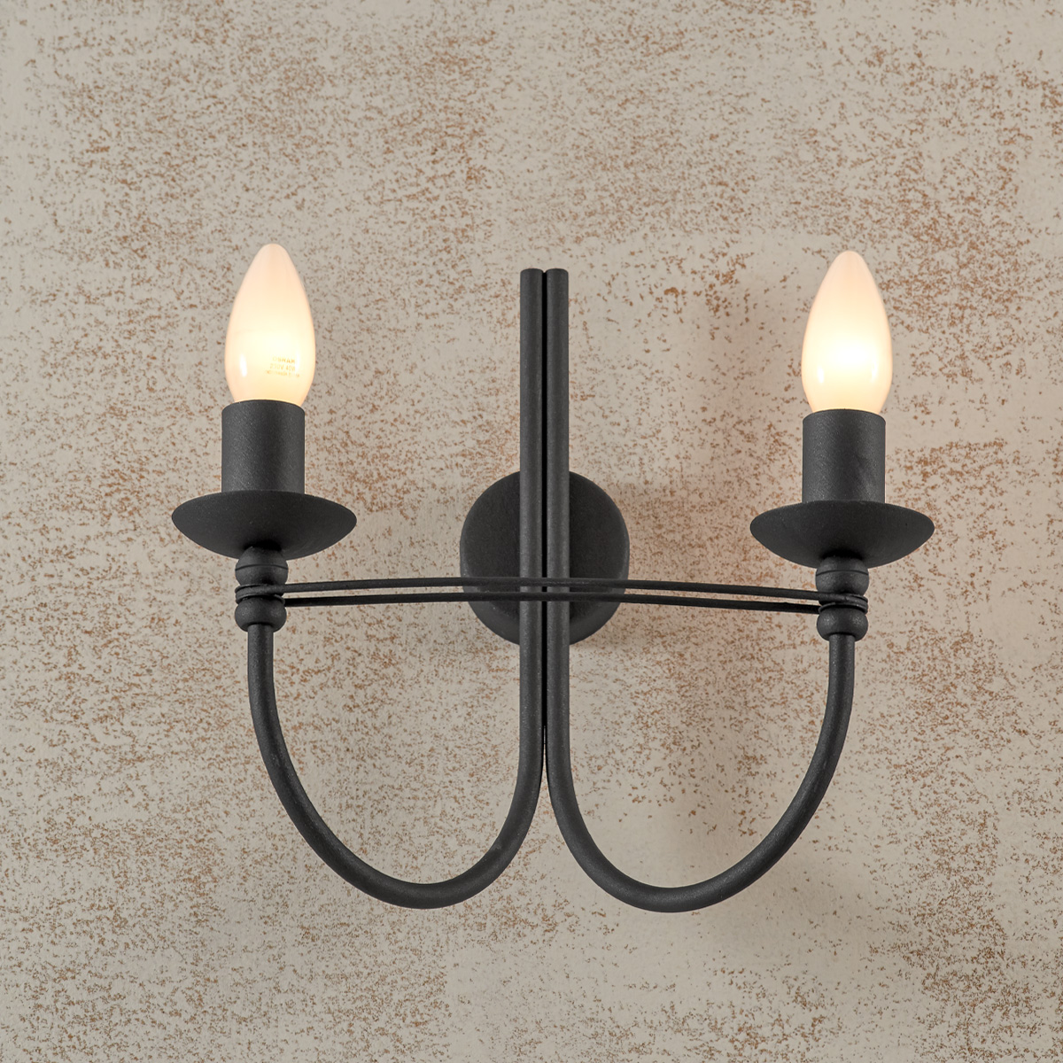 Graphite rustic 2-bulb wall lamp | VILLAGE