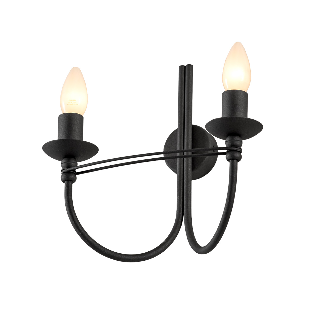 Παραδοσιακή 2φωτη απλίκα σε γραφίτη VILLAGE graphite rustic 2-bulb wall lamp