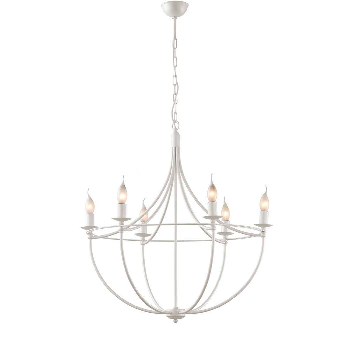 Παραδοσιακό 6φωτο φωτιστικό σε λευκό χρώμα VILLAGE white rustic 6-bulb chandelier