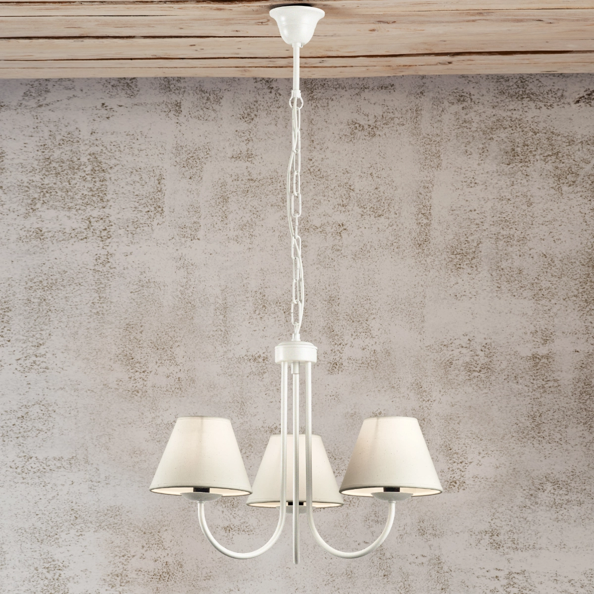 Παραδοσιακό λευκό πολύφωτο με καπέλα BIANCO-2 white rustic chandelier with lamp shades