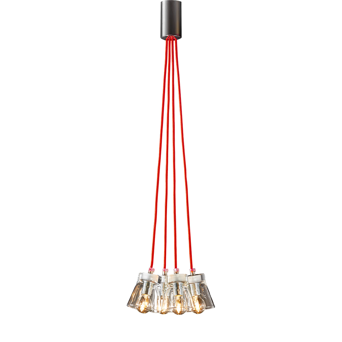 4φωτο μοντέρνο φωτιστικό με κόκκινα καλώδια ΟΥΙΣΚΙ 4-bulb modern pendant with red wires