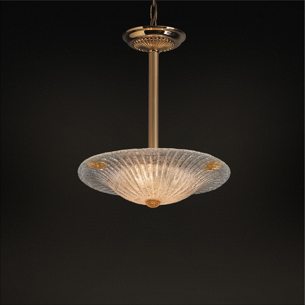 Κλασικό μονόφωτο με κρύσταλλο Μουράνο ΦΥΛΛΟ classic Murano crystal suspension lamp