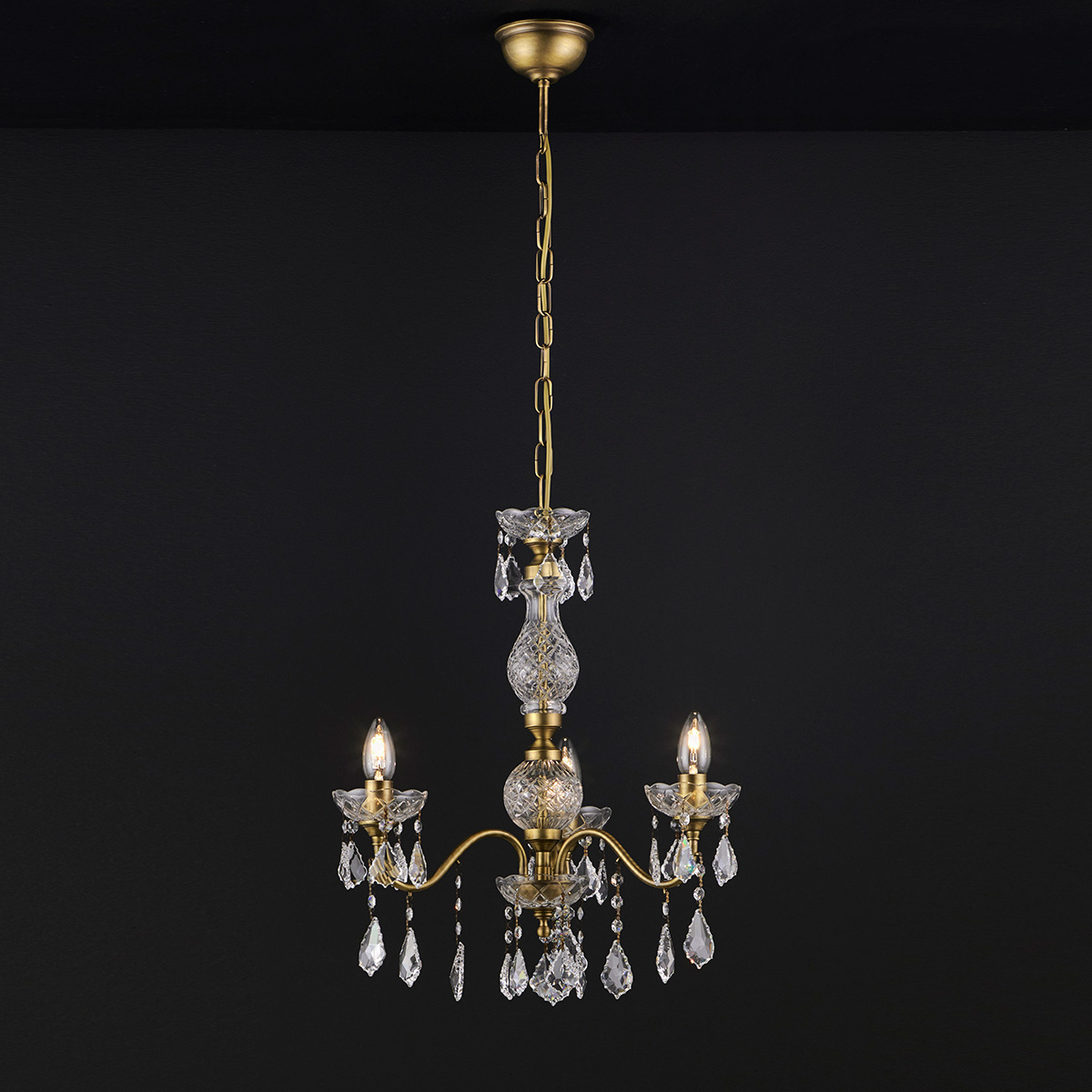 Κλασικό 3φωτο κρεμαστό φωτιστικό ΔΙΟΝ classic 3-bulb chandelier DION