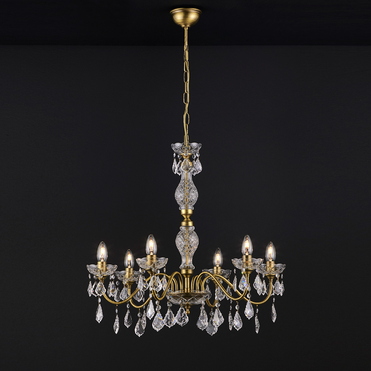 Κλασικό 6φωτο κρεμαστό φωτιστικό με κρύσταλλα ΔΙΟΝ classic 6-bulb chandelier with crystal accents