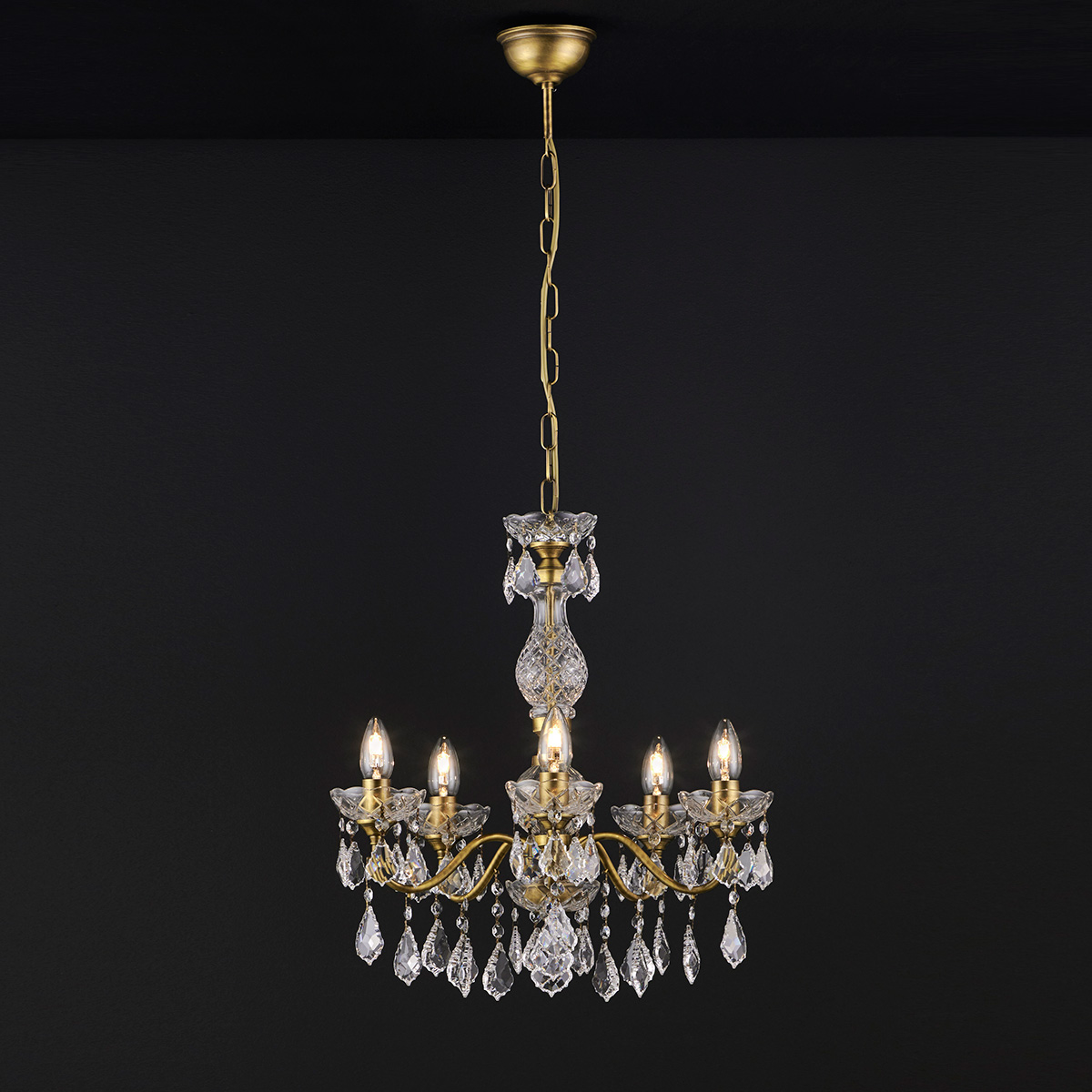 Κλασικό 5φωτο κρεμαστό φωτιστικό με κρύσταλλα ΔΙΟΝ classic 5-bulb chandelier with crystal accents