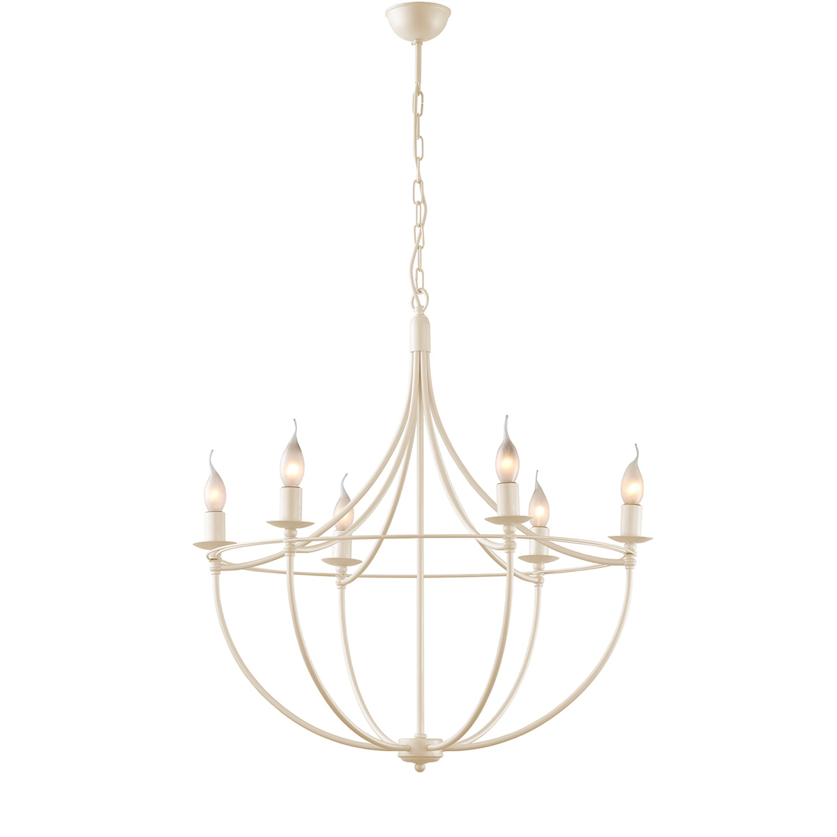 Παραδοσιακό 6φωτο φωτιστικό σε εκρού χρώμα VILLAGE ecru rustic 6-bulb chandelier