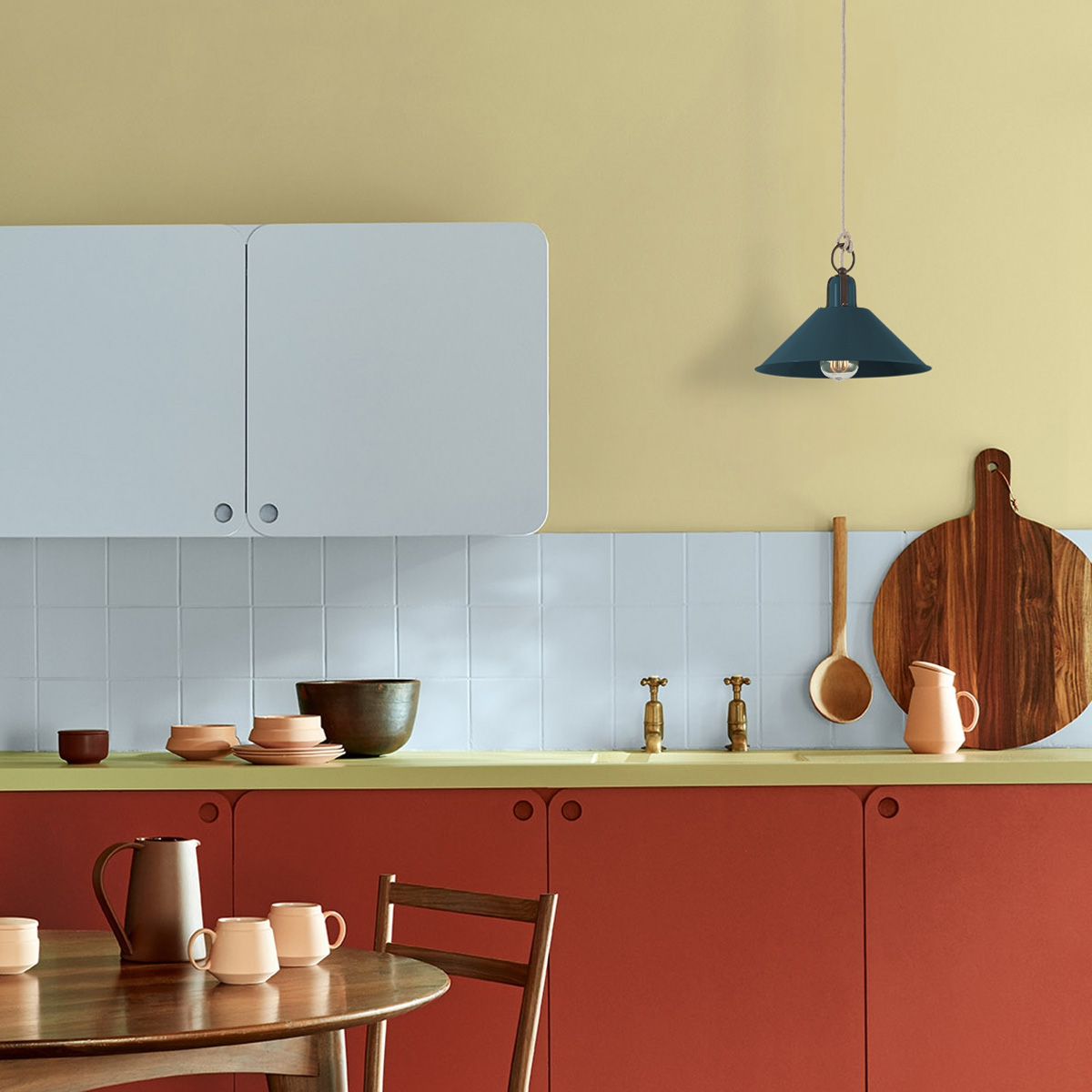 Ρετρό κρεμαστό φωτιστικό πράσινο-μπλε | ΜΗΛΟΣ