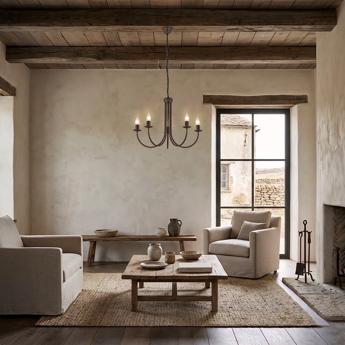 Καφέ σκουριά κρεμαστό φωτιστικό BIANCO-2 rustic brown rust chandelier