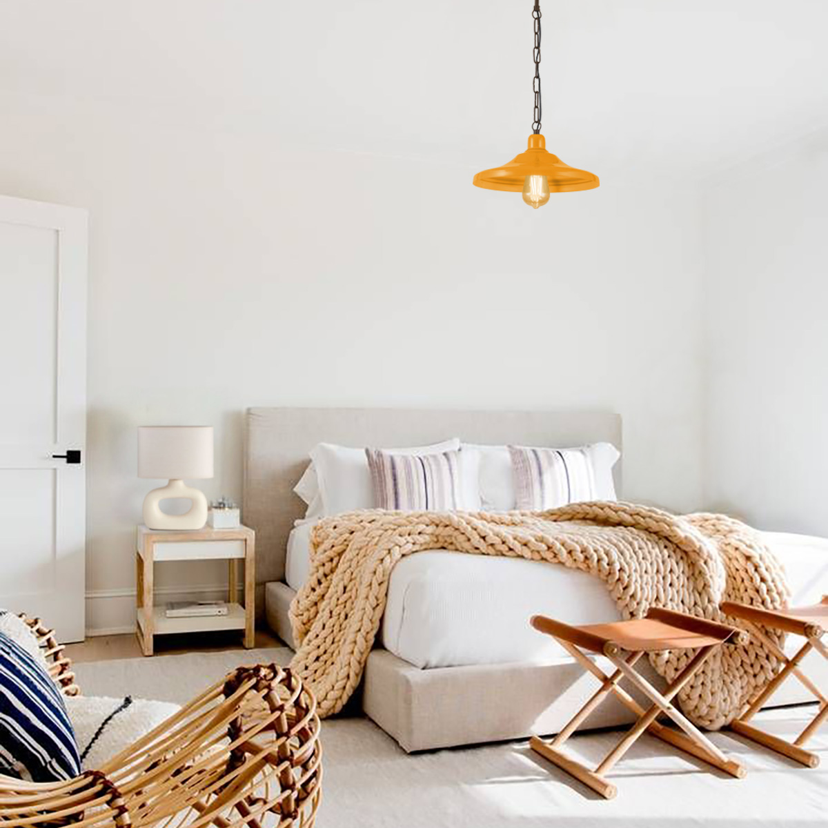 Κίτρινο ρετρό φωτιστικό ΙΟΣ ΒΙ yellow pendant lamp